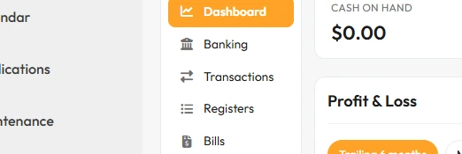 Accounting side menu