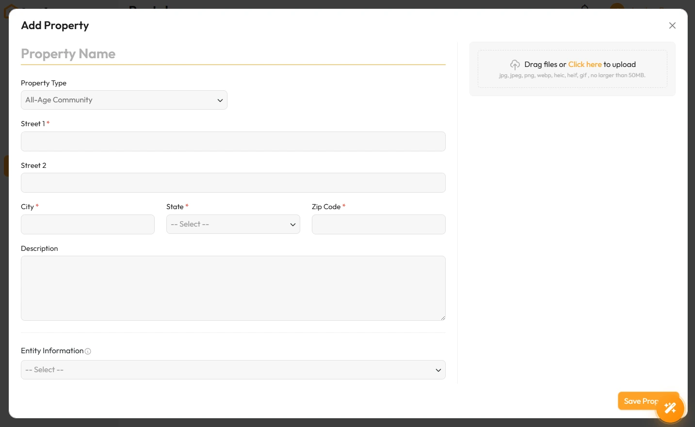 Add Property window