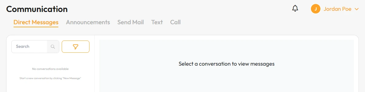 Communication page tabs
