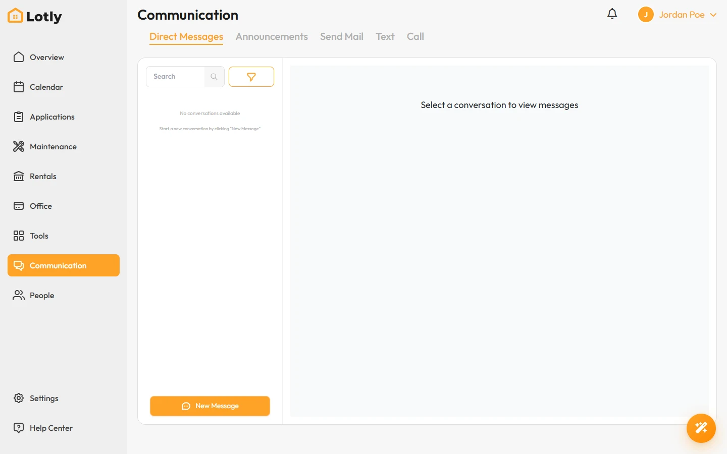 Communication page, Call tab