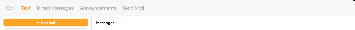 Communication page, Text tab