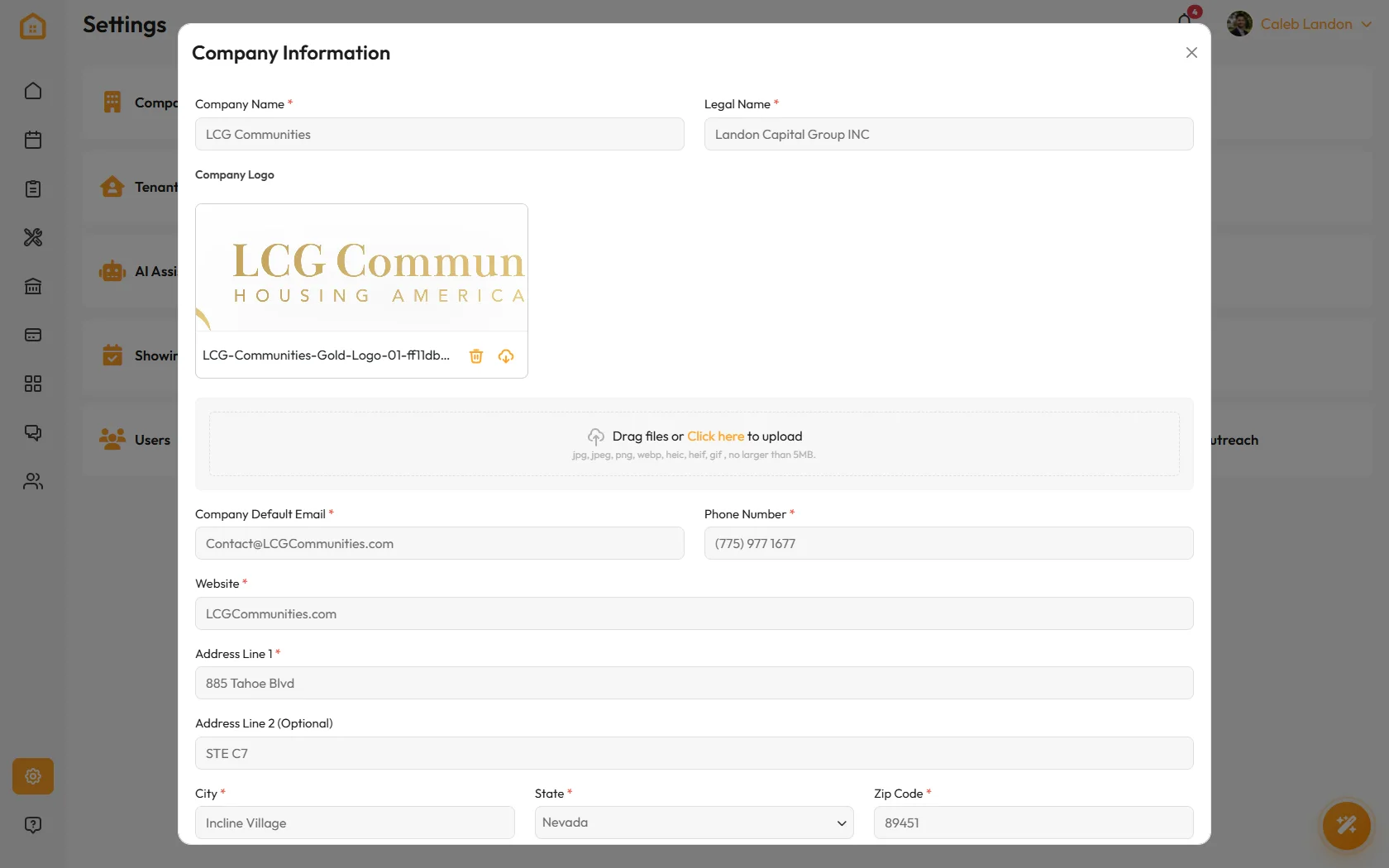 Company Information form