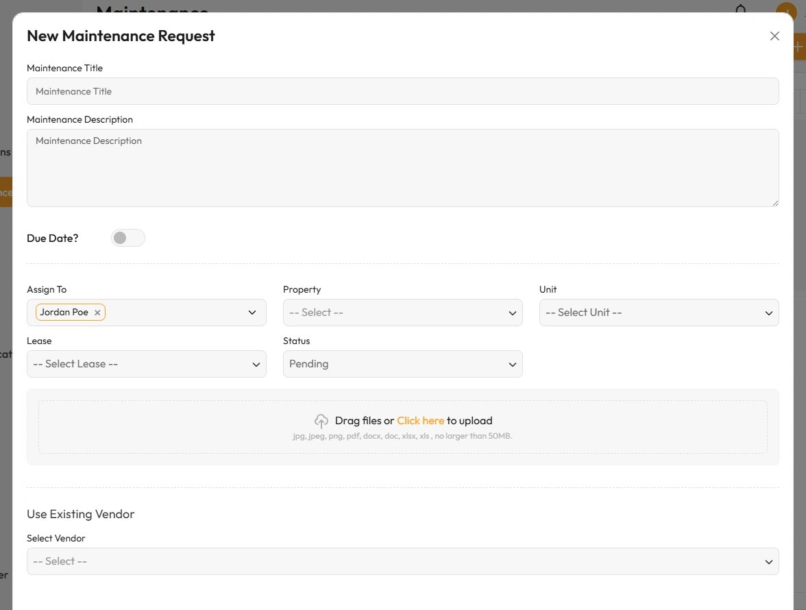 Maintenance request form