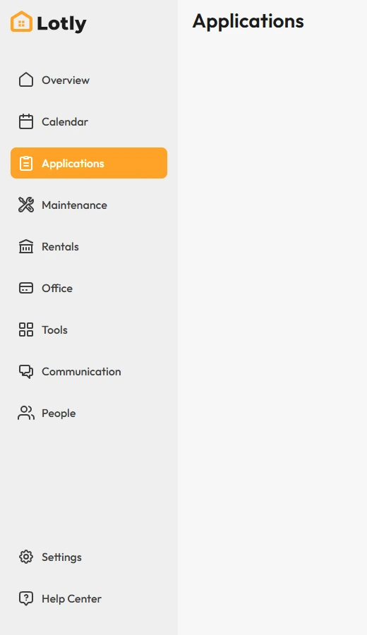 Left menu with Applications