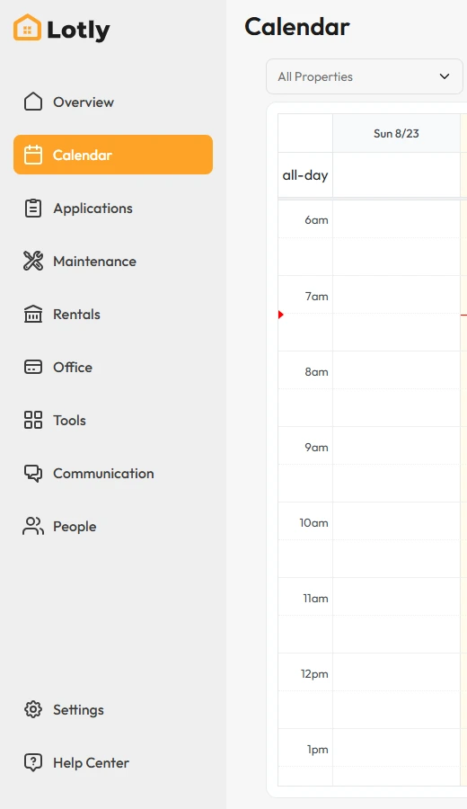 Left menu with Calendar