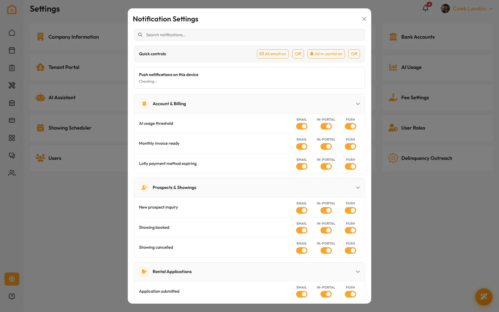 Notification Settings toggles