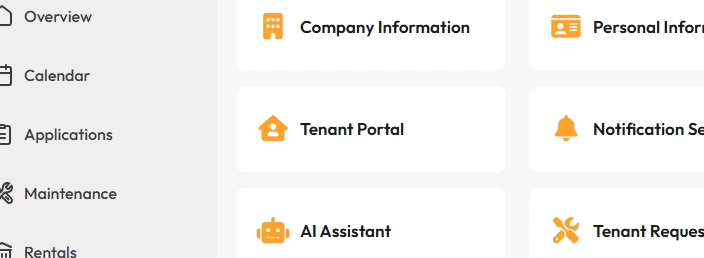 Settings, Tenant Portal section