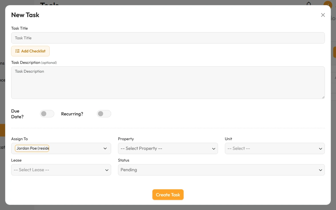New task form