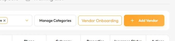 Vendor onboarding button